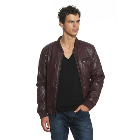 Members Only Faux Leather Oval Quilted Bomber Jacket 